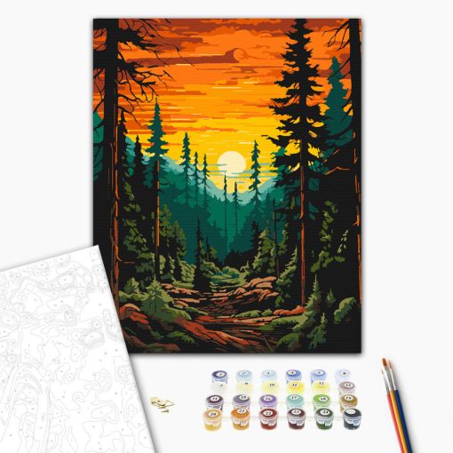 Naplemente az erdőben - Számfestő készlet kereten 40x50