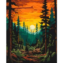 Naplemente az erdőben - Számfestő készlet kereten 40x50
