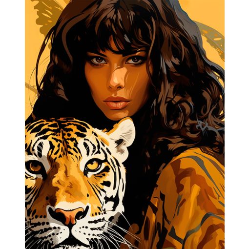 Tigriskirálynő - Számfestő készlet kereten 40x50