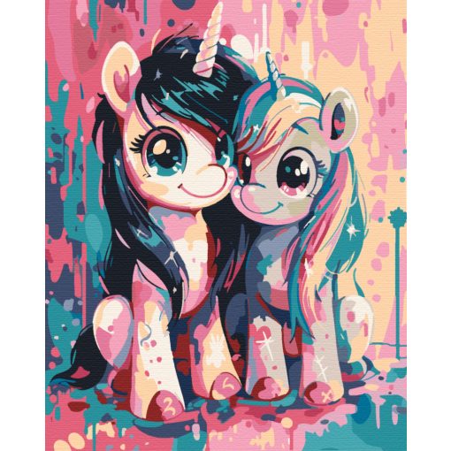 Einhorn-Freunde - Malen-nach-Zahlen-Set auf Keilrahmen 40x50