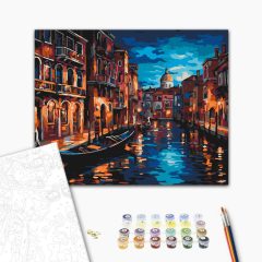 Éjjeli gondolázás - Számfestő készlet kereten 40x50