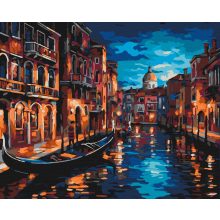 Éjjeli gondolázás - Számfestő készlet kereten 40x50