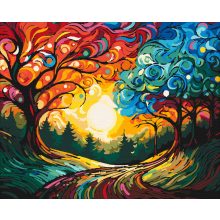 Absztrakt ösvény - Számfestő készlet kereten 40x50