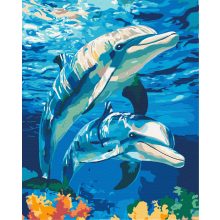 Tanz der Delfine - Malen-nach-Zahlen-Set auf Keilrahmen 40x50