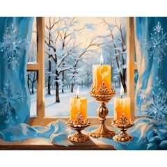 Téli melegség - Számfestő készlet kereten 40x50