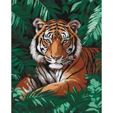 Der König des Dschungels - Malen-nach-Zahlen-Set auf Keilrahmen 40x50