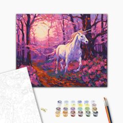   Märchenhafte Einhorn - Malen-nach-Zahlen-Set auf Keilrahmen 40x50