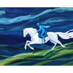 Kék lovas - Számfestő készlet kereten 40x50