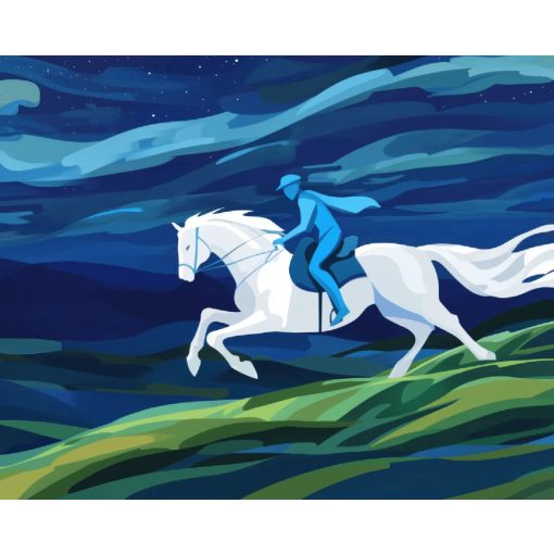 Kék lovas - Számfestő készlet kereten 40x50