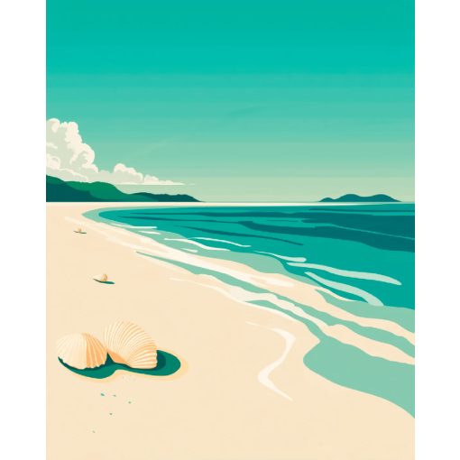 Kék partvonal - Számfestő készlet kereten 40x50