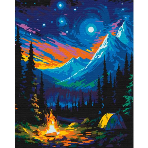 Sátrazás a csillagok alatt - Számfestő készlet kereten 40x50