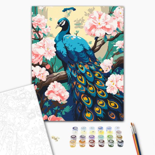 Bájos páva - Számfestő készlet kereten 40x50