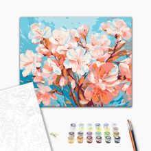 Rózsaszín szirmok - Számfestő készlet kereten 40x50