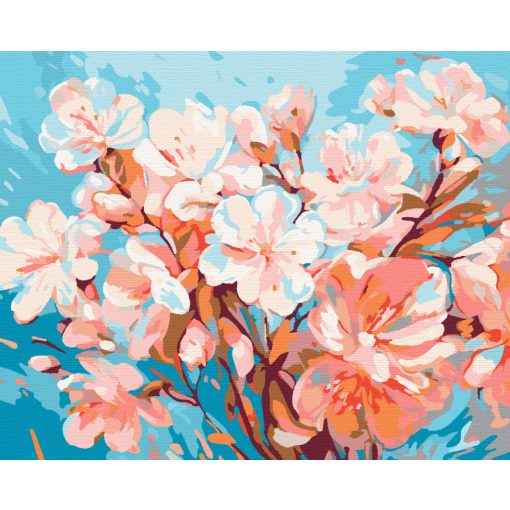 Rózsaszín szirmok - Számfestő készlet kereten 40x50