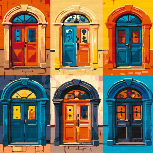 Minden ajtó mást mesél - Számfestő készlet kereten 40x40