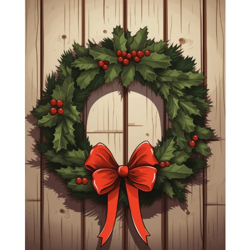 Karácsonyi koszorú - Számfestő készlet kereten 40x50