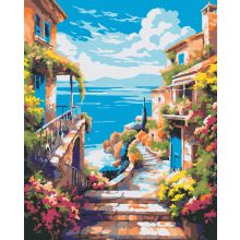 Virágos út a tengerhez - Számfestő készlet kereten 40x50