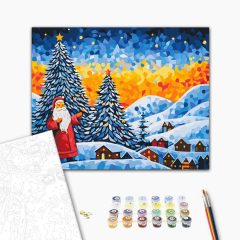   Winterwunderwelt - Malen-nach-Zahlen-Set auf Keilrahmen 40x50