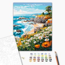 Virágos tengerpart - Számfestő készlet kereten 40x50
