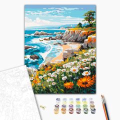 Virágos tengerpart - Számfestő készlet kereten 40x50