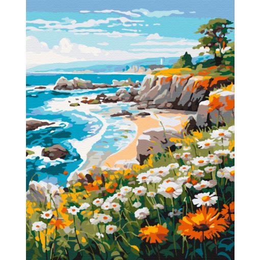 Virágos tengerpart - Számfestő készlet kereten 40x50