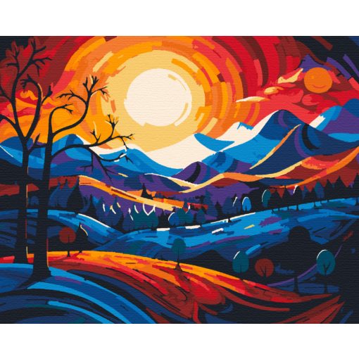 Színes dombok - Számfestő készlet kereten 40x50