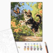 Verspieltes Kätzchen - Malen-nach-Zahlen-Set auf Keilrahmen 40x50