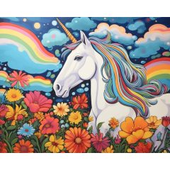 Színes unikornis - Számfestő készlet kereten 40x50