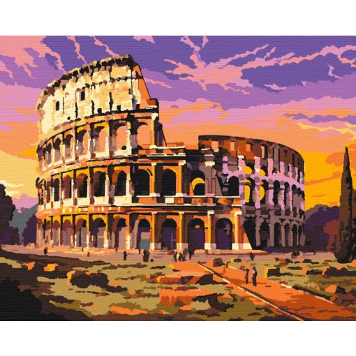 Kolosszeum a naplementében - Számfestő készlet kereten 40x50