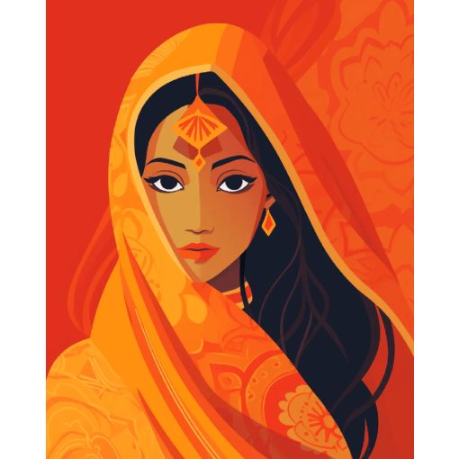 Indiai szépség - Számfestő készlet kereten 40x50