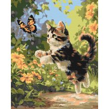 Verspieltes Kätzchen - Malen-nach-Zahlen-Set auf Keilrahmen 40x50