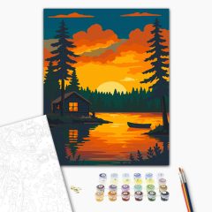 Erdei kabin - Számfestő készlet kereten 40x50