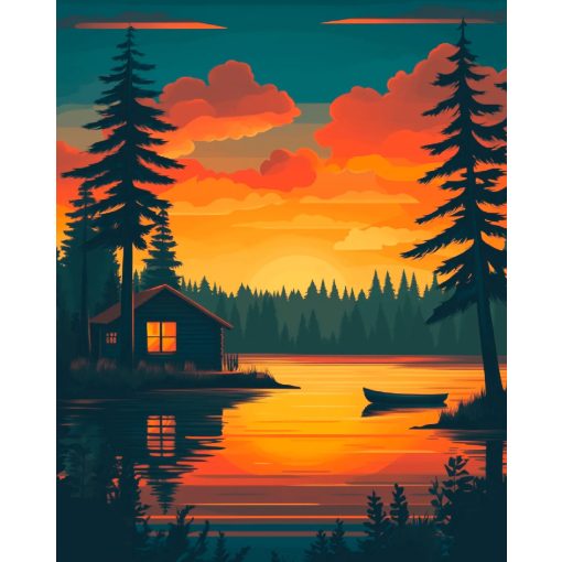 Erdei kabin - Számfestő készlet kereten 40x50