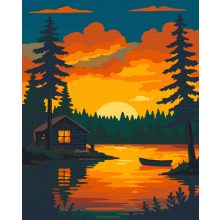 Erdei kabin - Számfestő készlet kereten 40x50