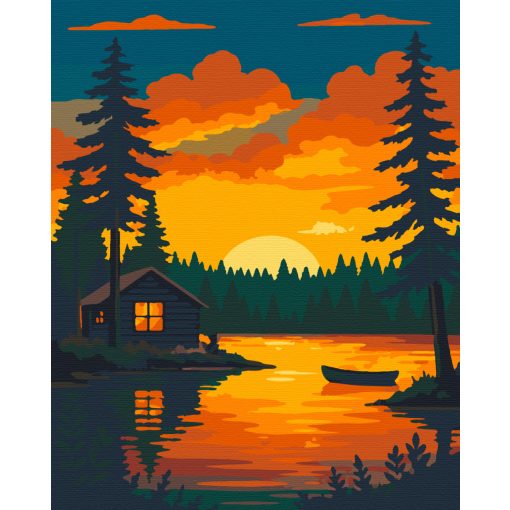 Erdei kabin - Számfestő készlet kereten 40x50