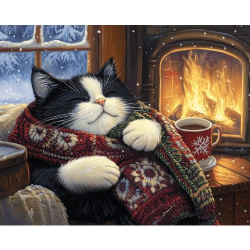 Cica sálban - Számfestő készlet kereten 40x50