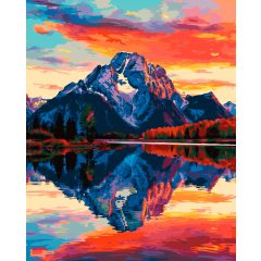 Hegyvidéki tükörkép - Számfestő készlet kereten 40x50