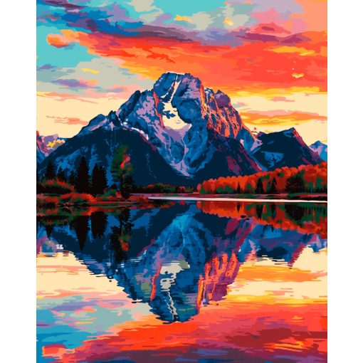 Hegyvidéki tükörkép - Számfestő készlet kereten 40x50