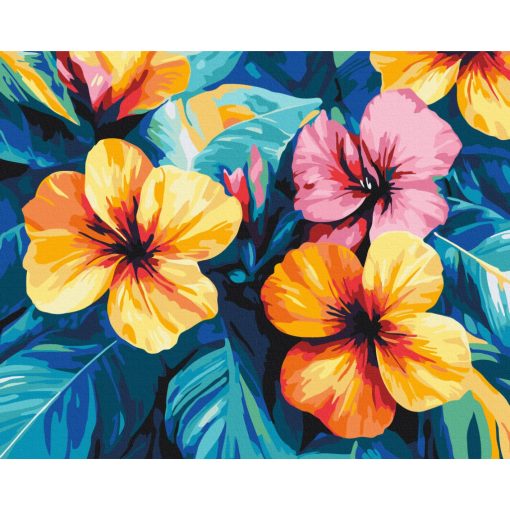 Bunte Blumen - Malen-nach-Zahlen-Set auf Keilrahmen 40x50