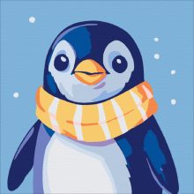 Kis pingvin - Számfestő készlet kereten 40x40