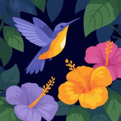 Apró kolibri - Számfestő készlet kereten 40x40