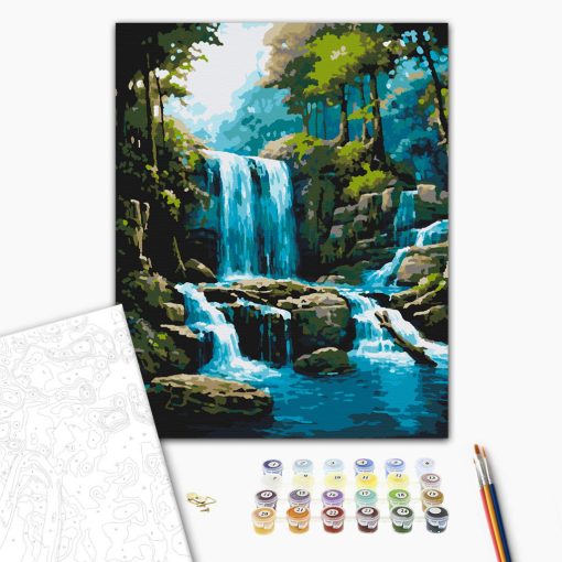 Cascade vízesés - Számfestő készlet kereten 40x50