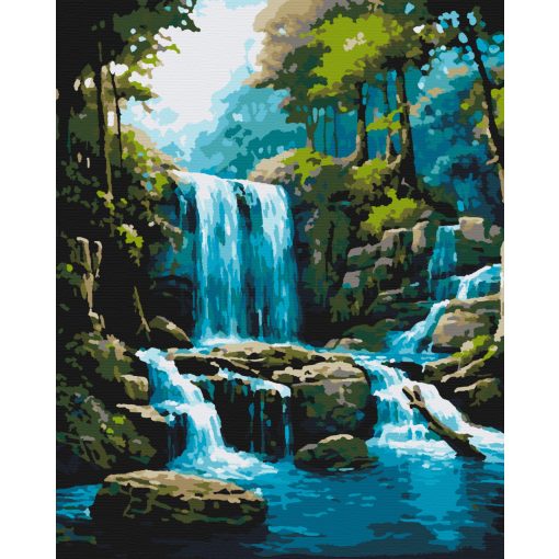 Cascade vízesés - Számfestő készlet kereten 40x50