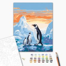 Pingvin család - Számfestő készlet kereten 40x50