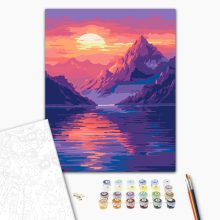 Színekben játszó naplemente - Számfestő készlet kereten 40x50