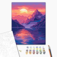   Színekben játszó naplemente - Számfestő készlet kereten 40x50