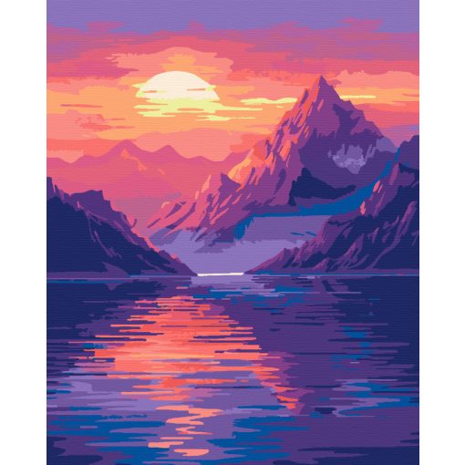 Színekben játszó naplemente - Számfestő készlet kereten 40x50