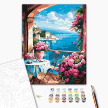 Virágos balkon - Számfestő készlet kereten 40x50