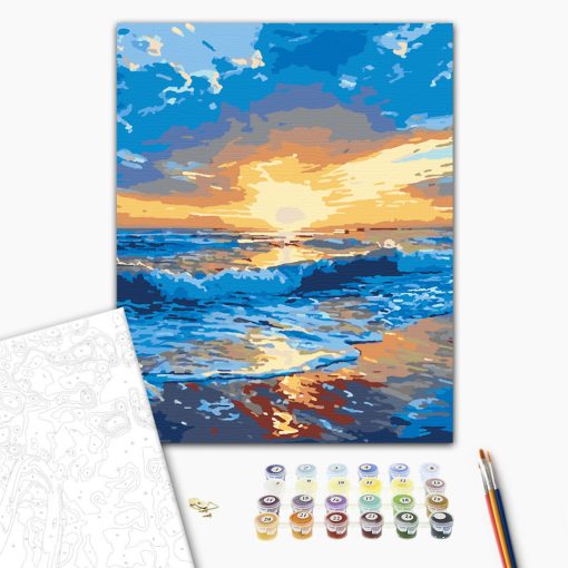 Tengerparti alkonyat - Számfestő készlet kereten 40x50