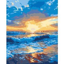 Tengerparti alkonyat - Számfestő készlet kereten 40x50